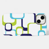 Retro Squares Geometric Pattern Blue White Case-Mate iPhone Case (Achterkant (horizontaal))