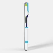 Retro Squares Geometric Pattern Blue White Case-Mate iPhone Case (Achterkant / Rechts)