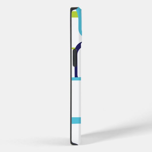 Retro Squares Geometric Pattern Blue White Case-Mate iPhone Case (Achterkant / Rechts)