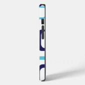 Retro Squares Geometric Pattern Blue White Case-Mate iPhone Case (Achterkant / Links)