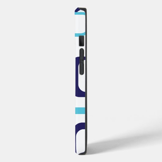 Retro Squares Geometric Pattern Blue White Case-Mate iPhone Case (Achterkant / Links)