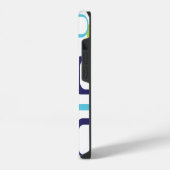 Retro Squares Geometric Pattern Blue White iPhone Hoesje (Linkerkant)