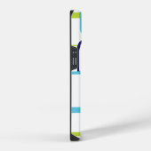 Retro Squares Geometric Pattern Blue White iPhone Hoesje (Rechterkant)