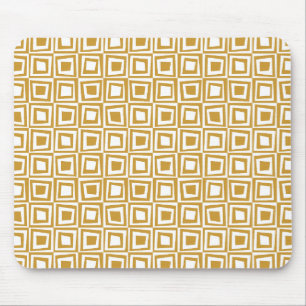Retro Squares - Golden Brown op White Muismat