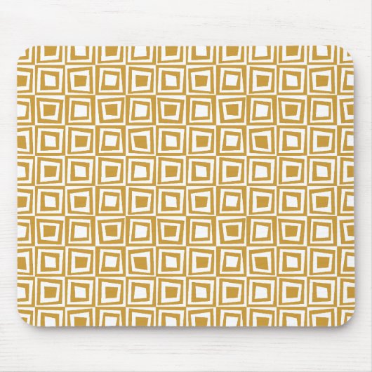 Retro Squares - Golden Brown op White Muismat (Voorkant)