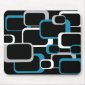 Retro Squares Gray Blue White Square Patroon Muismat (Voorkant)