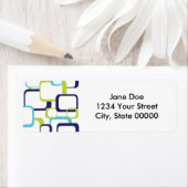 Retro Squares Green Blue White Pattern Label (Insitu)