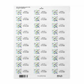 Retro Squares Green Blue White Pattern Label (Full Sheet)