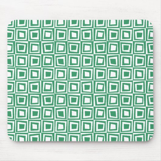 Retro Squares - Kentucky Green op White Muismat (Voorkant)