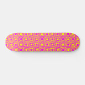 Retro Squares - Magenta op geel Skateboard (Horizontaal)