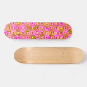Retro Squares - Magenta op geel Skateboard (Horizontaal)