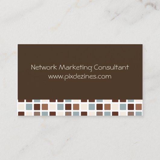Retro Squares Mosaic Tiles/dark chocola accent Visitekaartje (Achterkant)