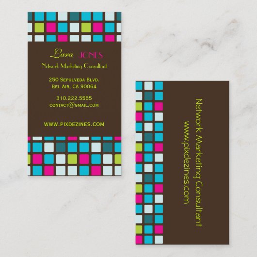 Retro Squares Mosaic Tiles Visitekaartje (Voorkant / Achterkant)