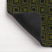 Retro Squares - Murky Green op Black Muismat (Hoek)