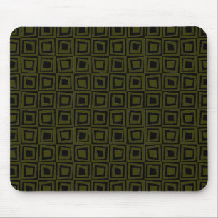 Retro Squares - Murky Green op Black Muismat