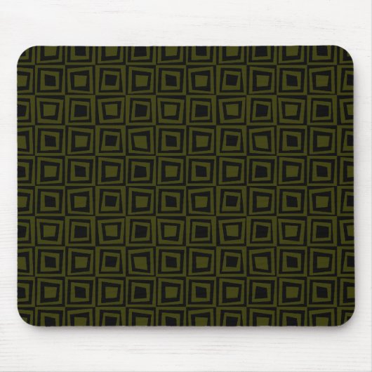 Retro Squares - Murky Green op Black Muismat (Voorkant)