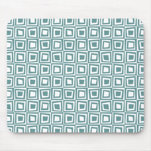 Retro Squares - Ocean Green op White Muismat (Voorkant)