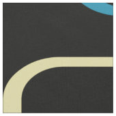 Retro Squares Patroon Blue Gellow Black Stof (Close Up)