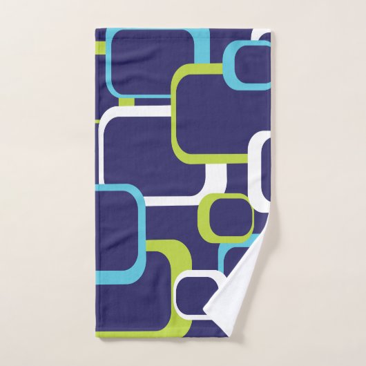 Retro Squares Patroon Blue White Bad Handdoek (Handdoek)