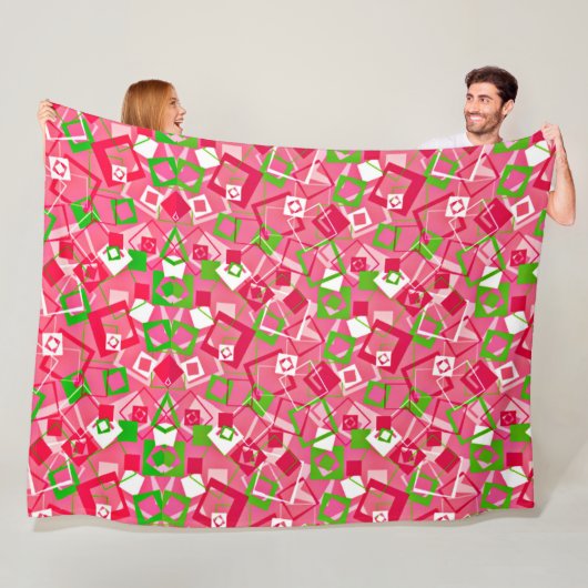 Retro Squares Patroon Fleece Deken (In situ)