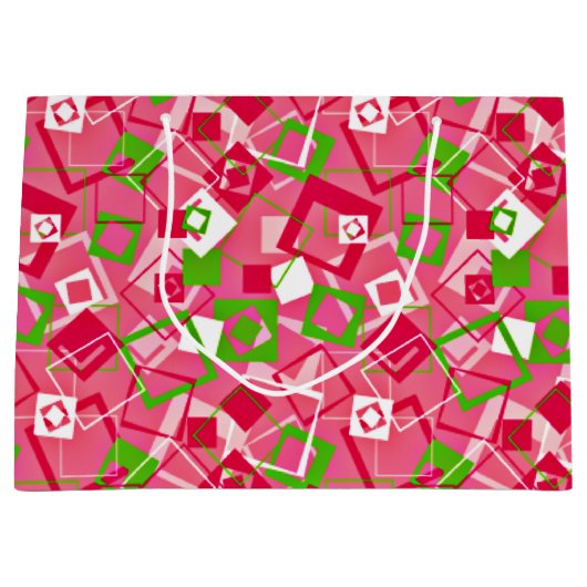Retro Squares Patroon Groot Cadeauzakje (Voorkant)