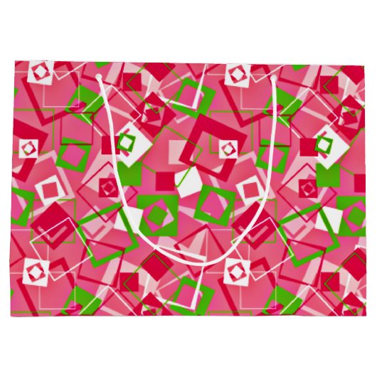 Retro Squares Patroon Groot Cadeauzakje (Achterkant)