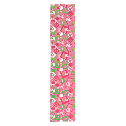 Retro Squares Patroon Korte Tafelloper (Voorkant)