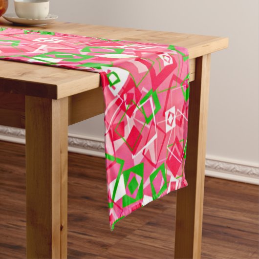 Retro Squares Patroon Korte Tafelloper (Voorbeeld)