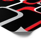 Retro Squares Patroon Red Gray White Black Poster (Hoek)