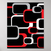 Retro Squares Patroon Red Gray White Black Poster (Voorkant)
