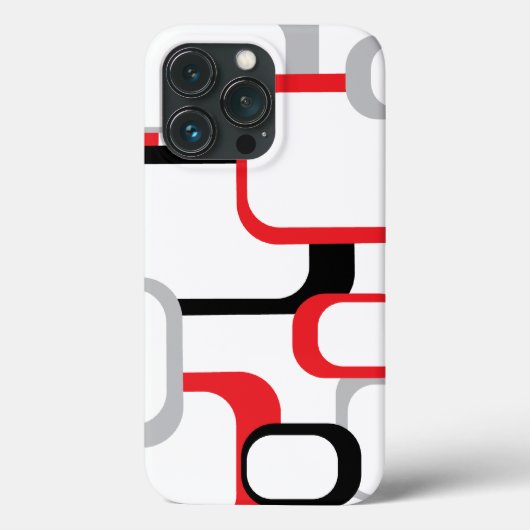 Retro Squares Patroon Red Grey Black White Case-Mate iPhone Case (Achterkant)