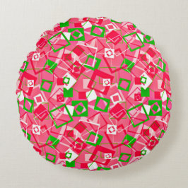 Retro Squares Patroon Rond Kussen
