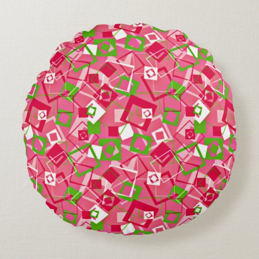Retro Squares Patroon Rond Kussen (Voorkant)