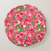 Retro Squares Patroon Rond Kussen (Achterkant)