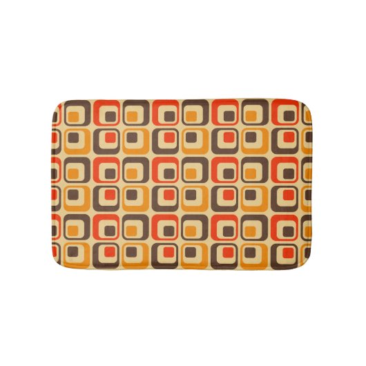 Retro Squares Patroon - Rood, bruin en Oranje Badmat (Voorkant)