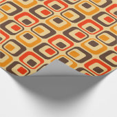 Retro Squares Patroon - Rood, bruin en Oranje Cadeaupapier (Hoek)