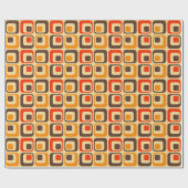Retro Squares Patroon - Rood, bruin en Oranje Cadeaupapier (Vlak)