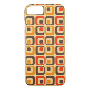 Retro Squares Patroon - Rood, bruin en Oranje iPhone 8/7 Hoesje