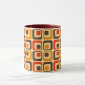 Retro Squares Patroon - Rood, bruin en Oranje Mok (Midden)
