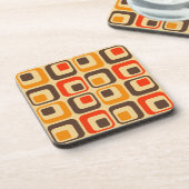 Retro Squares Patroon - Rood, bruin en Oranje Onderzetter (Linkerzijde)