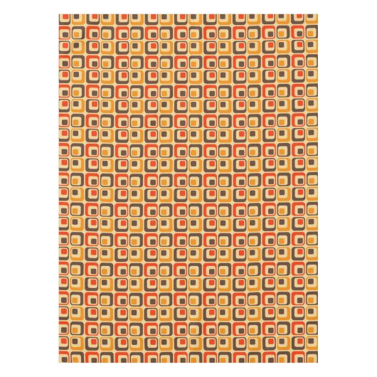 Retro Squares Patroon - Rood, bruin en Oranje Tafelkleed (Voorkant)