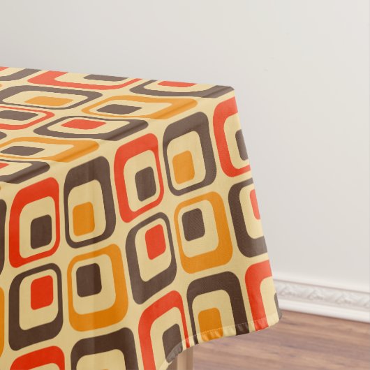Retro Squares Patroon - Rood, bruin en Oranje Tafelkleed (Voorbeeld)