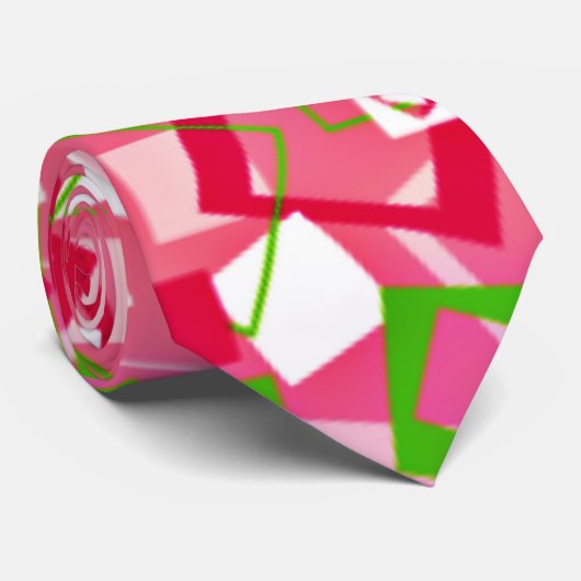 Retro Squares Patroon Stropdas (Opgerold)