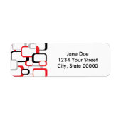 Retro Squares Red Black Gray Pattern Etiket (Voorkant)