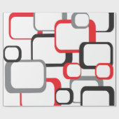 Retro Squares Red Black Grey White Pattern Cadeaupapier (Vlak)