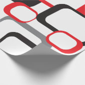 Retro Squares Red Black Grey White Pattern Cadeaupapier (Hoek)