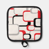 Retro Squares Red Grey Black White Achtergrond Pannenlap (Voorkant)