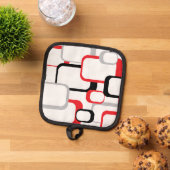 Retro Squares Red Grey Black White Achtergrond Pannenlap (Top down)