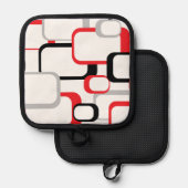 Retro Squares Red Grey Black White Achtergrond Pannenlap (Voorkant / Achterkant)