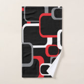 Retro Squares Red White Grey Black Achtergrond Bad Handdoek (Handdoek)